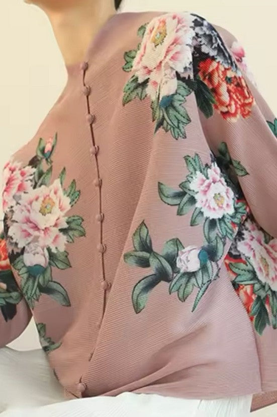 Floral button down top (Pink)