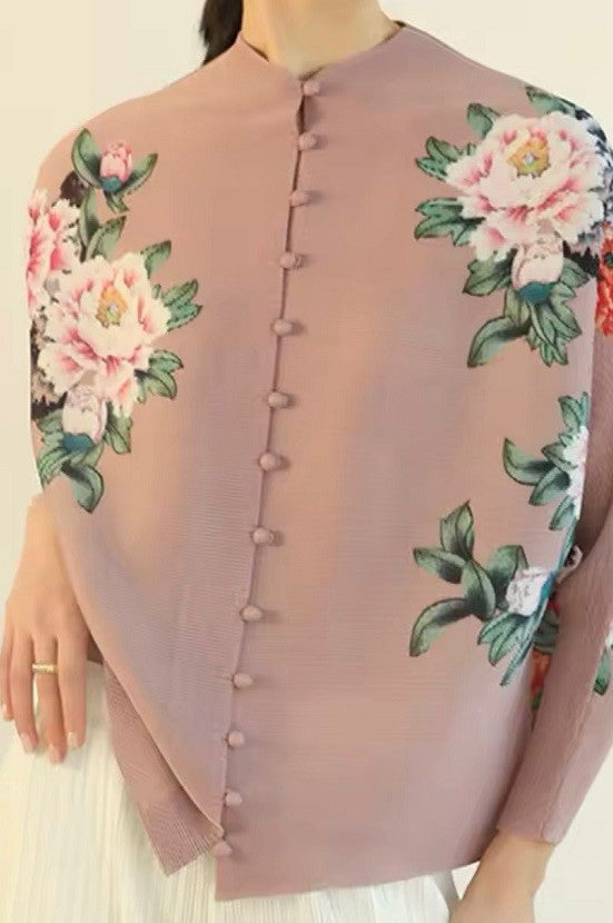Floral button down top (Pink)