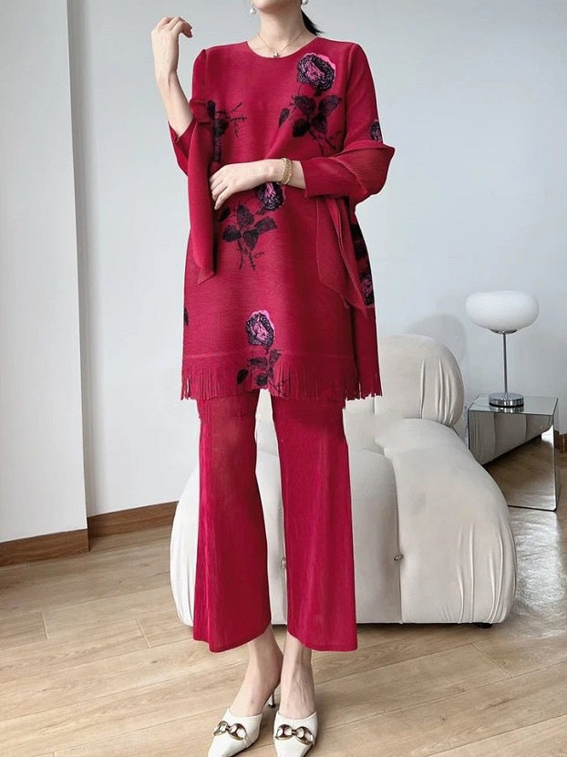 Floral 3 pc co-ord set (Red)