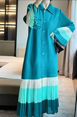 Button down tunic with ruffled trims (Aqua)