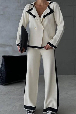 Double breasted sweater set (White)