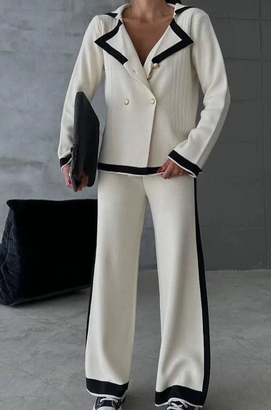 Double breasted sweater set (White)