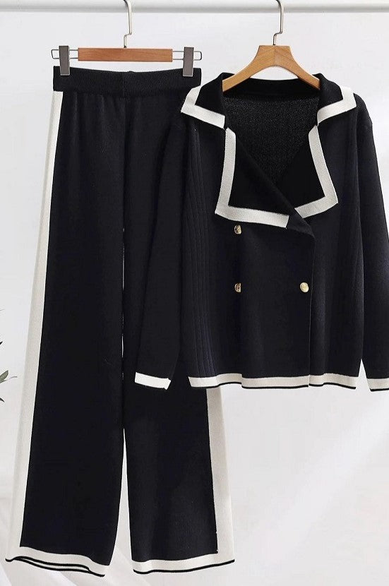 Double breasted sweater set (Black)