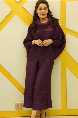 Cowl neck co-ord set (Purple)