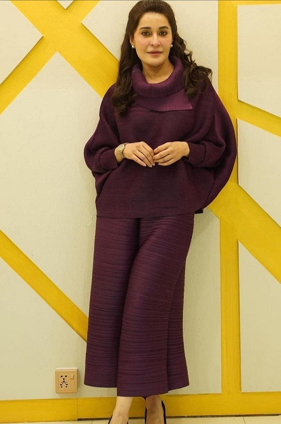 Cowl neck co-ord set (Purple)