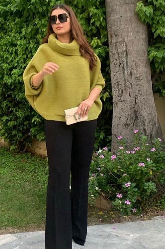 Cowl Neck Top - Pea Green